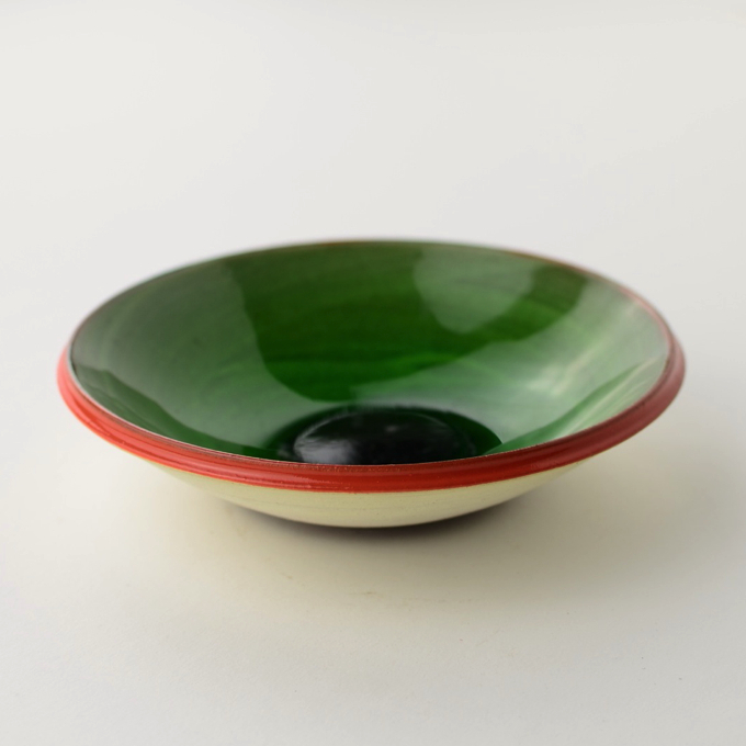 小皿（刷毛目）緑