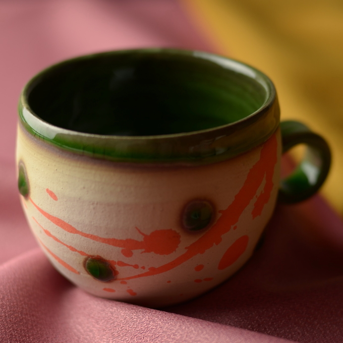 コーヒーカップ(緑釉)
