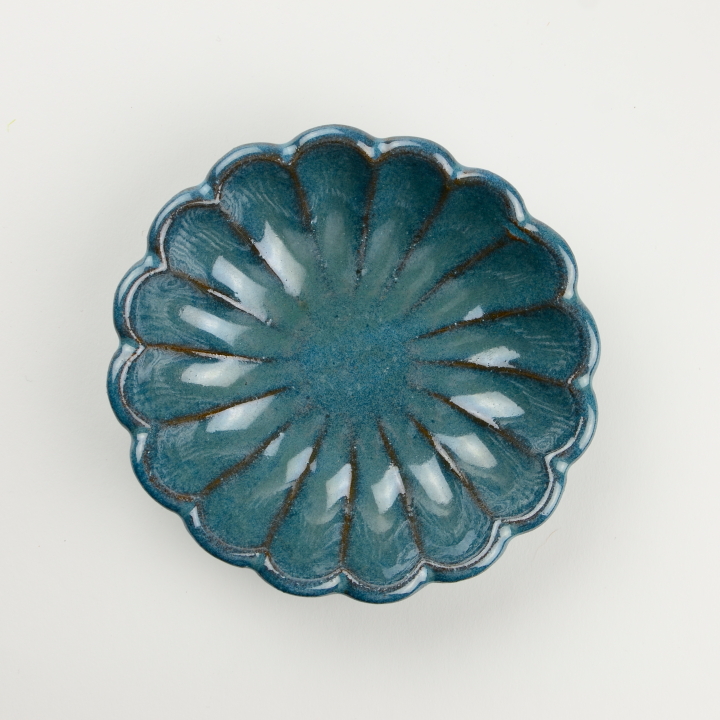 菊皿4皿セット（青釉＆白釉）