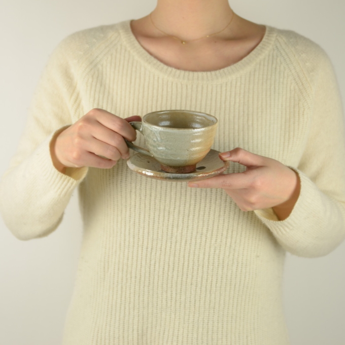 コーヒーカップ・ソーサー(青釉)