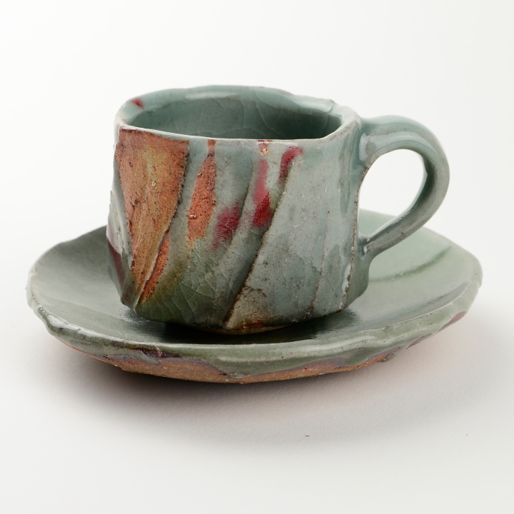 コーヒーカップ2客セット(青磁辰砂)