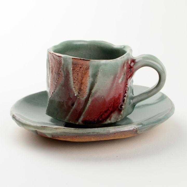 コーヒーカップ2客セット(青磁辰砂)
