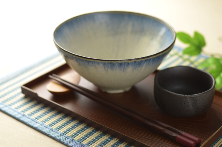 丸中鉢2個セット(彩色灰釉)赤青