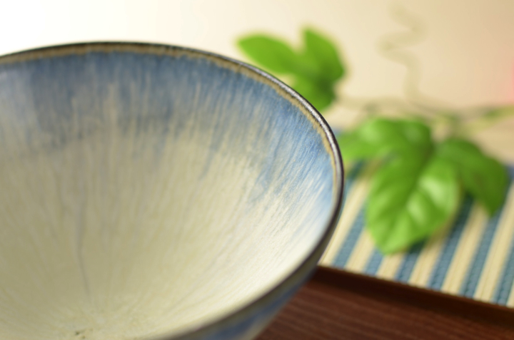 丸中鉢2個セット(彩色灰釉)赤青
